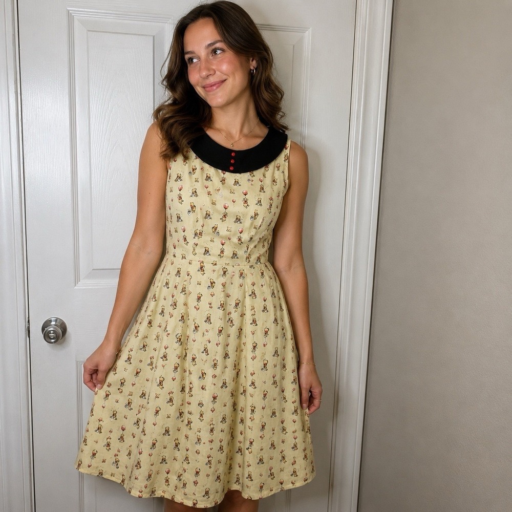 Handmade Winnie the Pooh Inspired Dress Women's Small Retro Disney Cottagecore